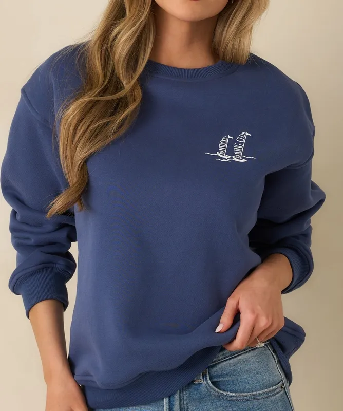 Washed Navy Graphic Crewneck Sweatshirt