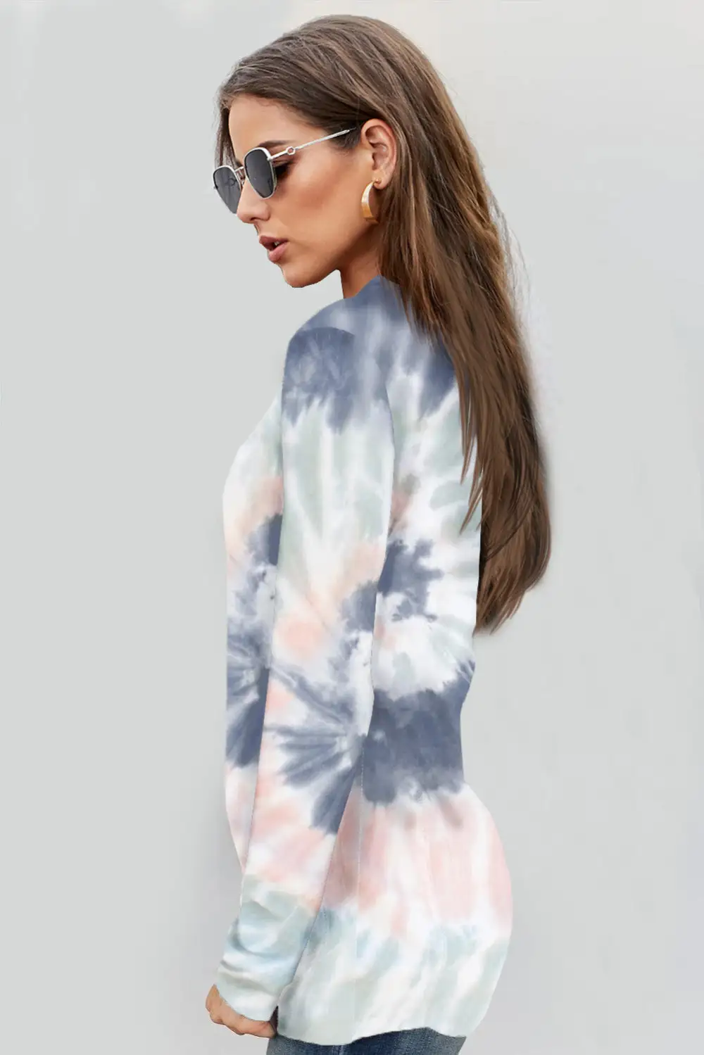 Tie Dye Print Zipper Top