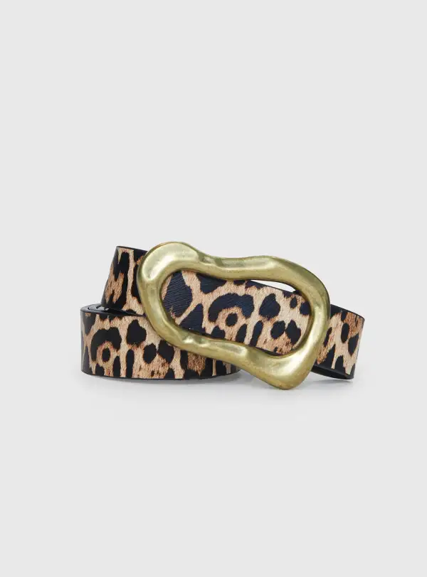 Contemporary Buckle Faux Leather Belt