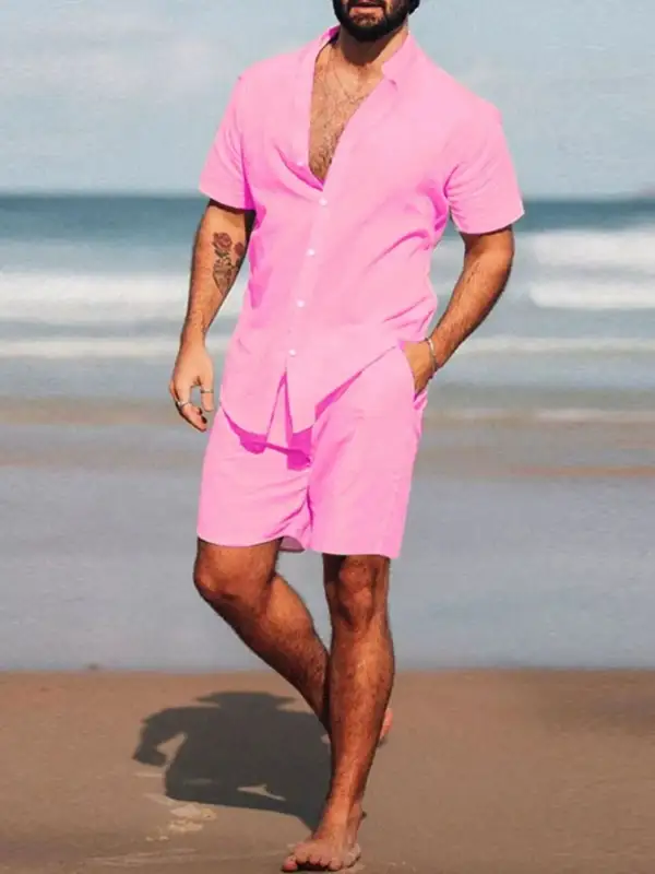Short Sleeve Coordinated Shirt And Shorts Set