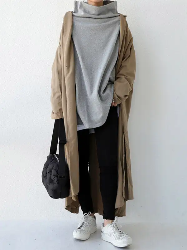 Urban High Neck Long Sleeve Oversize T-Shirt