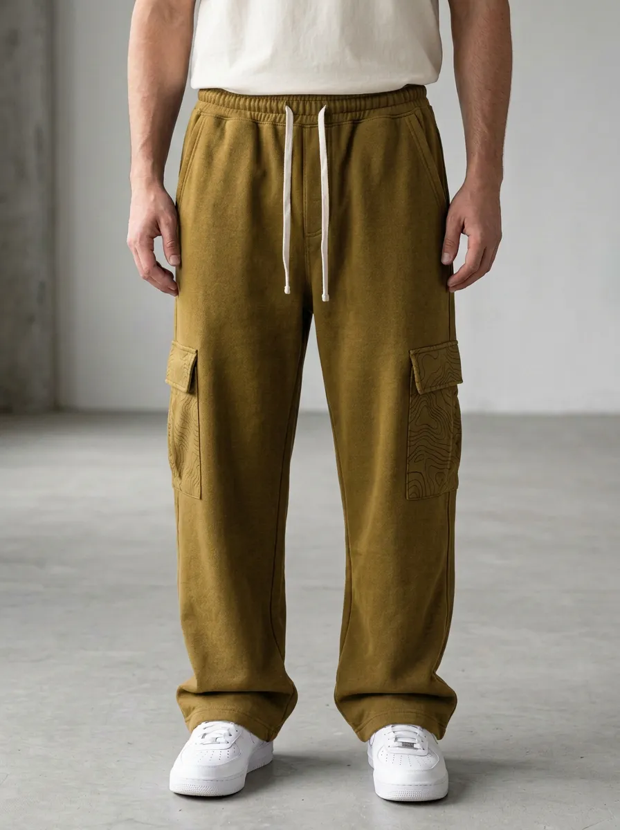 Streetwear Cargo Sweatpants Topographic Men's Cargo Joggers