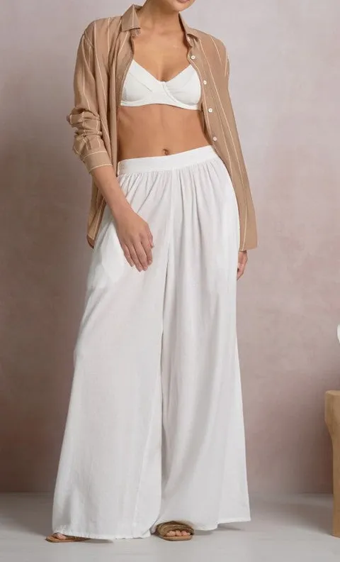 Beige Linen Open Front Shirt
