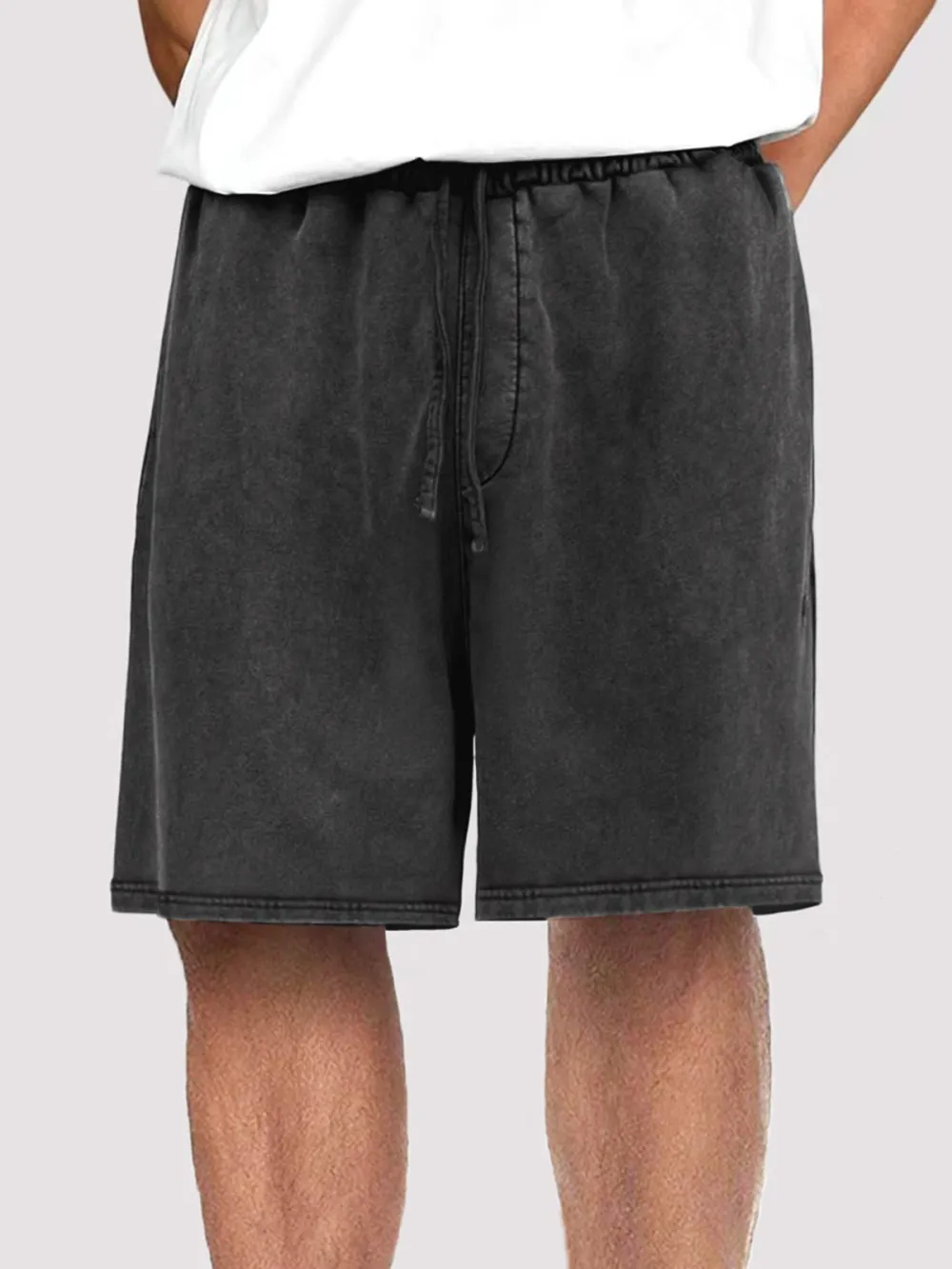 Garment Washed Drawstring Shorts