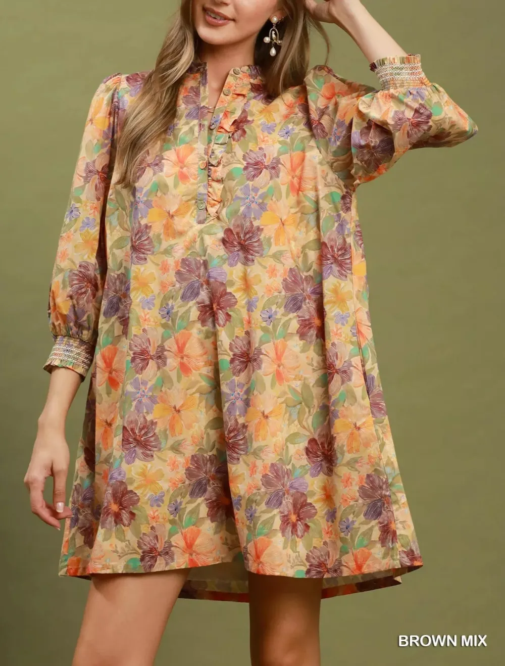 Everyday Floral Print Smocked Mini Dress