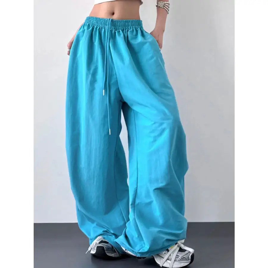 Simple Wide Leg Drawstring Pants