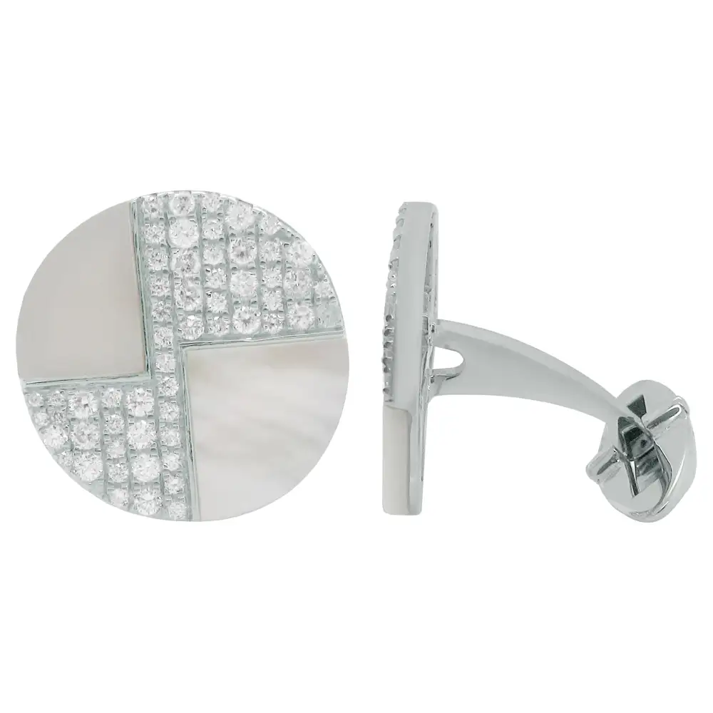 Curved Diamond Mother Of Pearl Cufflinks