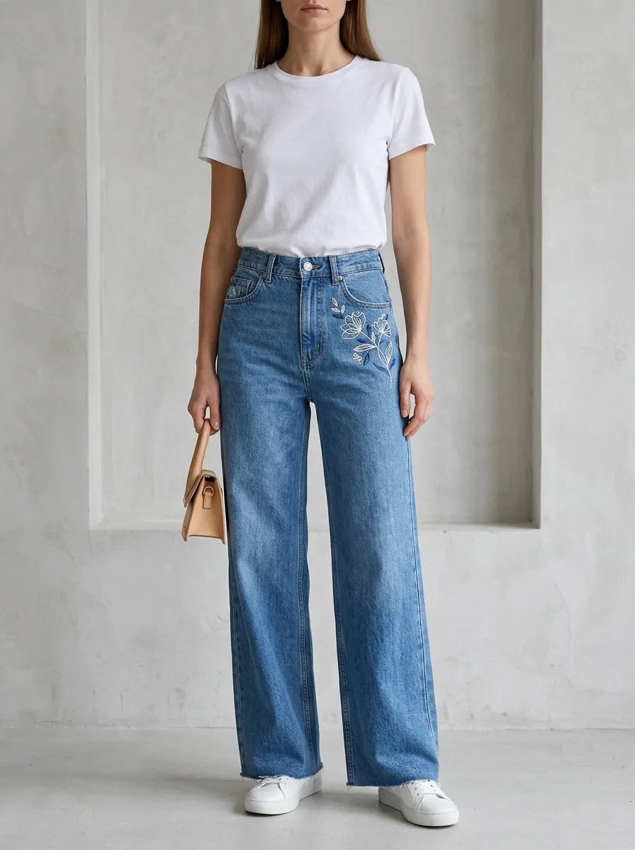 Women's Wide Leg Casual Denim Jeans