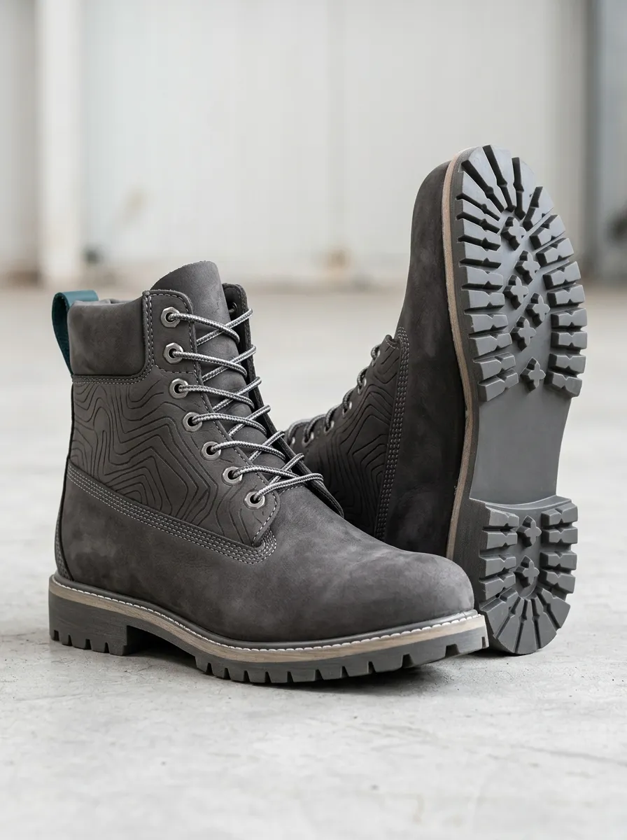 Unisex Modern Outdoor Enthusiast Topographic Pattern Print Work Boots