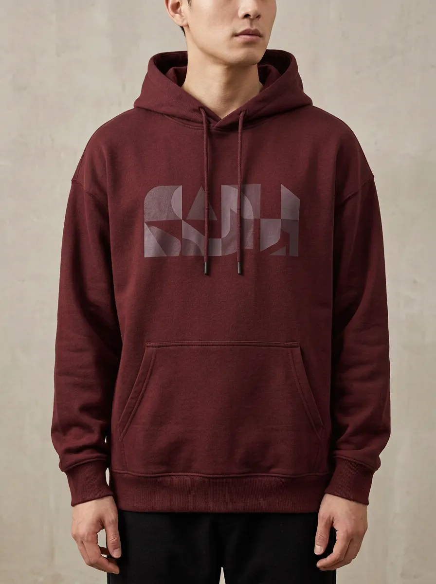 Unisex Subtle Contrast Geometric Print Hoodie