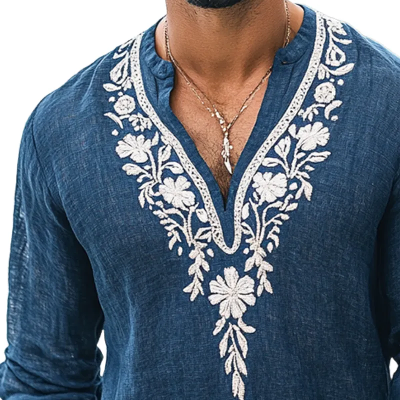 Embroidered Button Buttoned Shirt