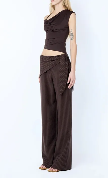 Chocolate Pinstripe Overlay Pants