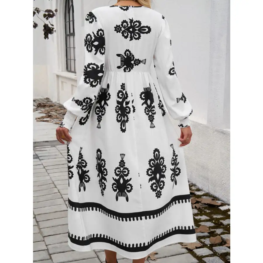 Devine Surplice Lantern Sleeve Midi Dress
