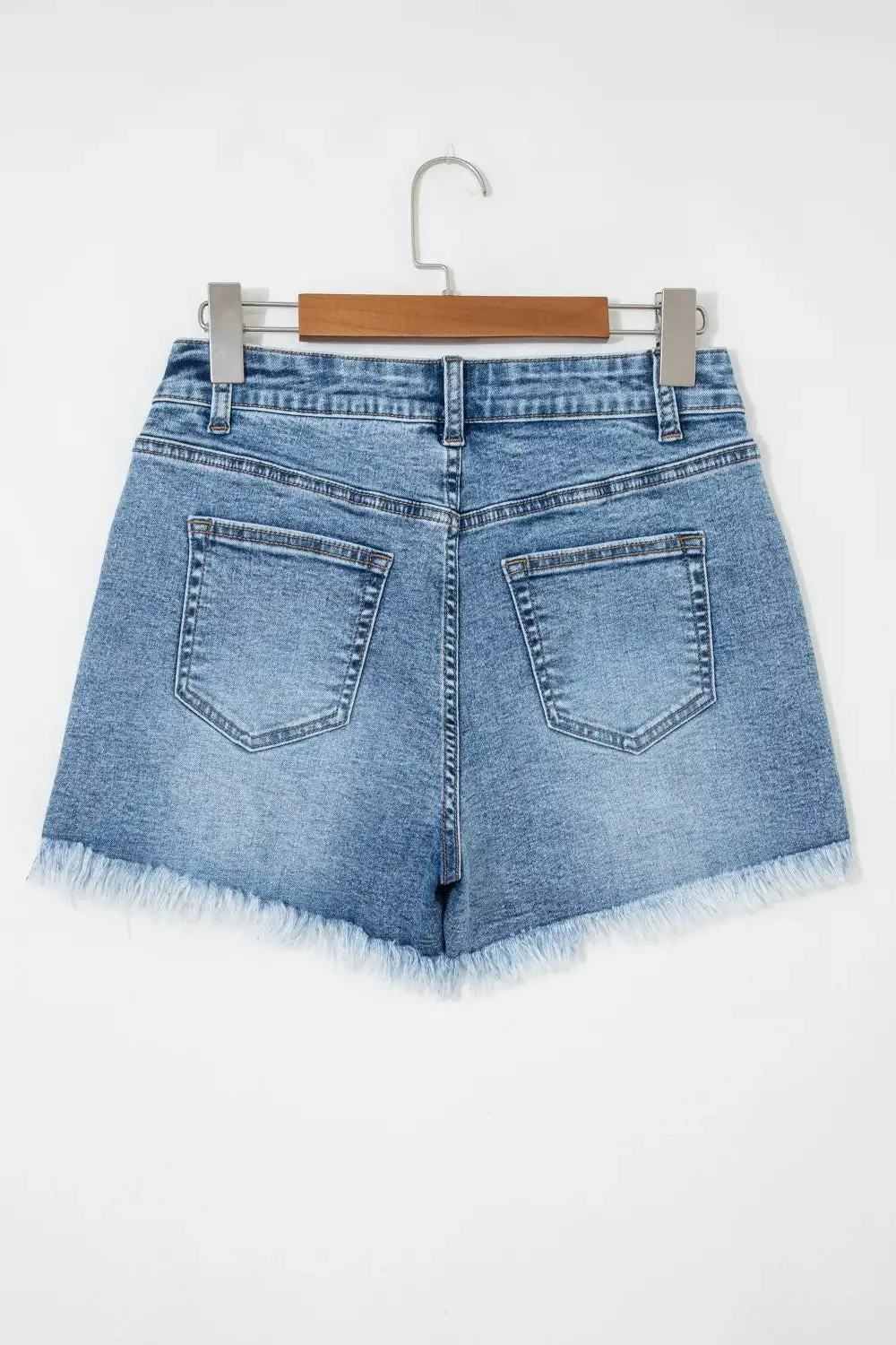 Everyday Raw-Hem Distressed Cotton Denim Shorts