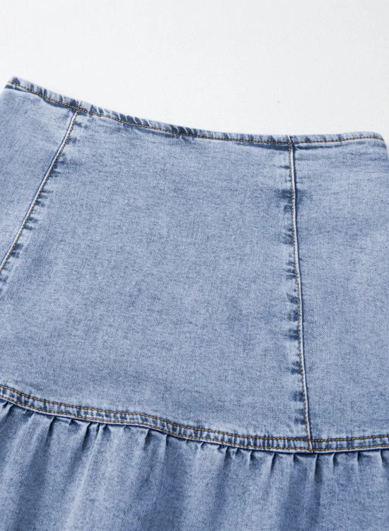 Everyday Ruffle Denim Mini Skirt