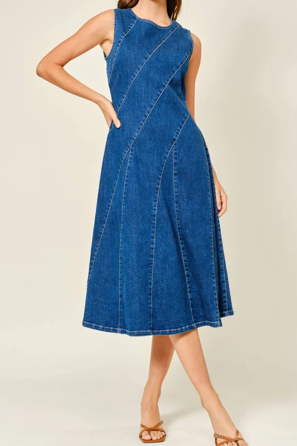 Panelled Mermaid Denim Dress