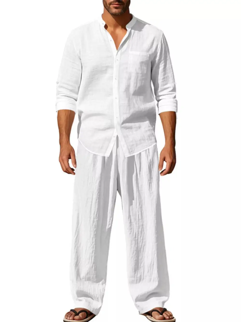 Long Sleeve Button Up Shirt And Pants Set
