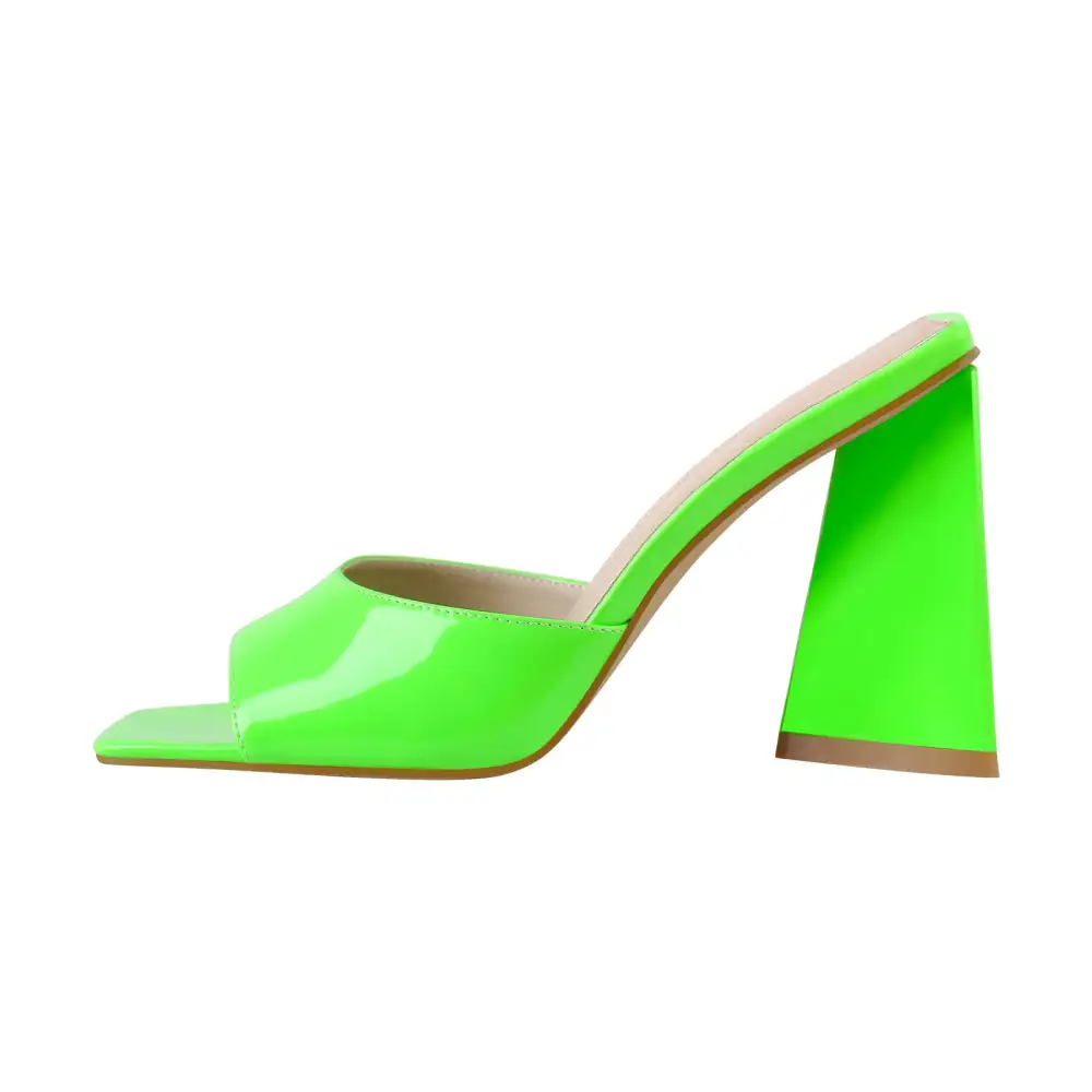 Square Toe Chunky Heel Mule Sandals