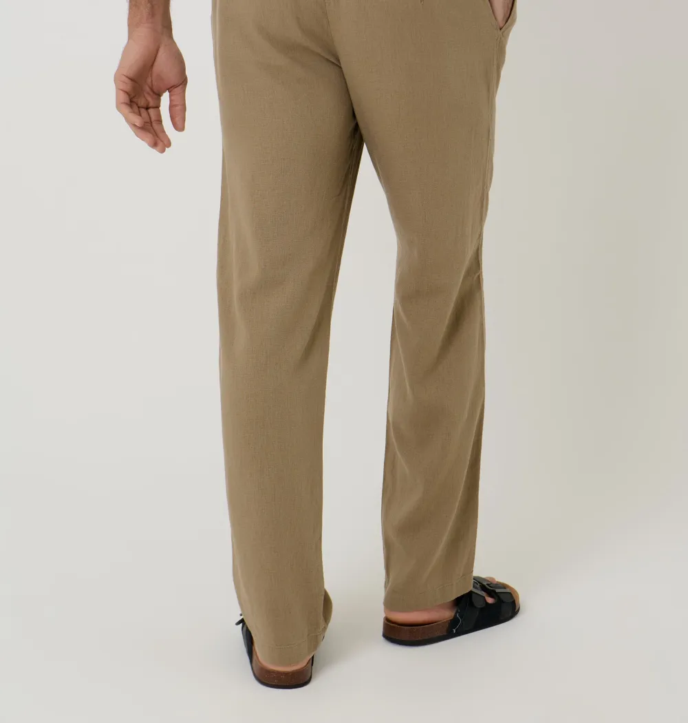 Men's Taupe Linen Blend Pants