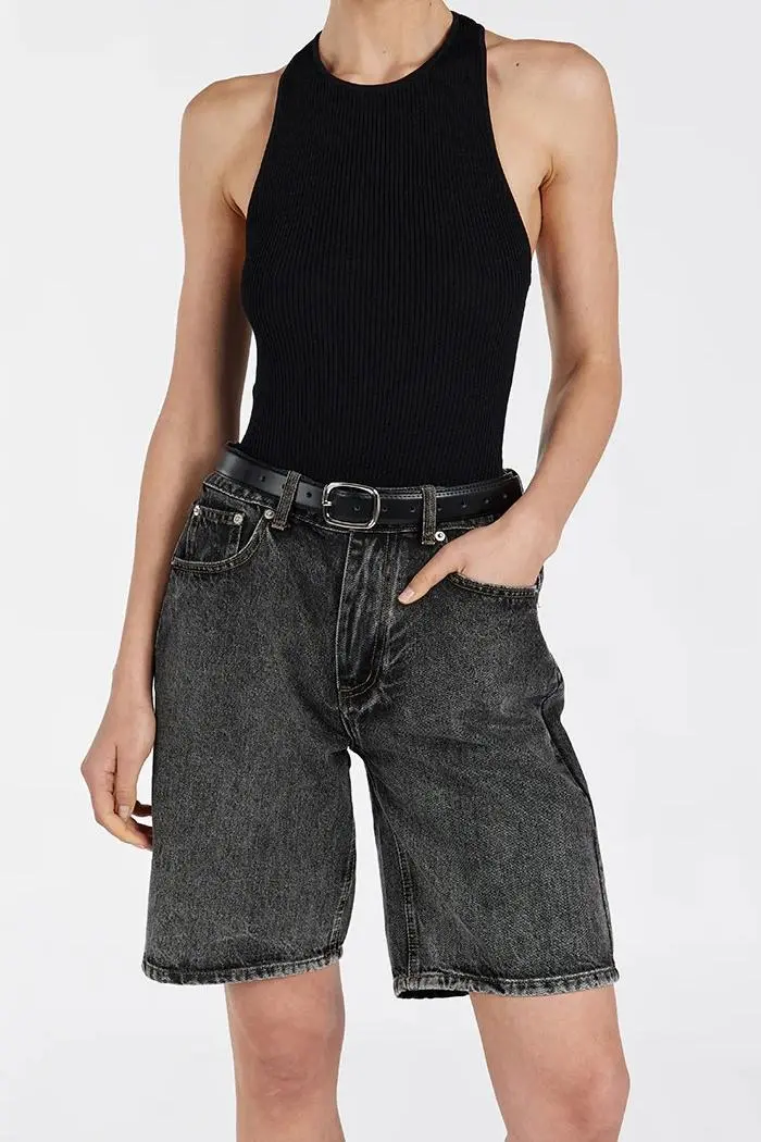 BLACK DENIM SHORT