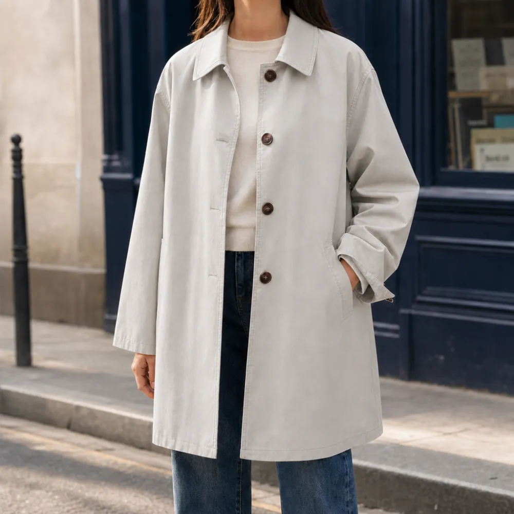 Single-Breasted Pointed Collar Overcoat