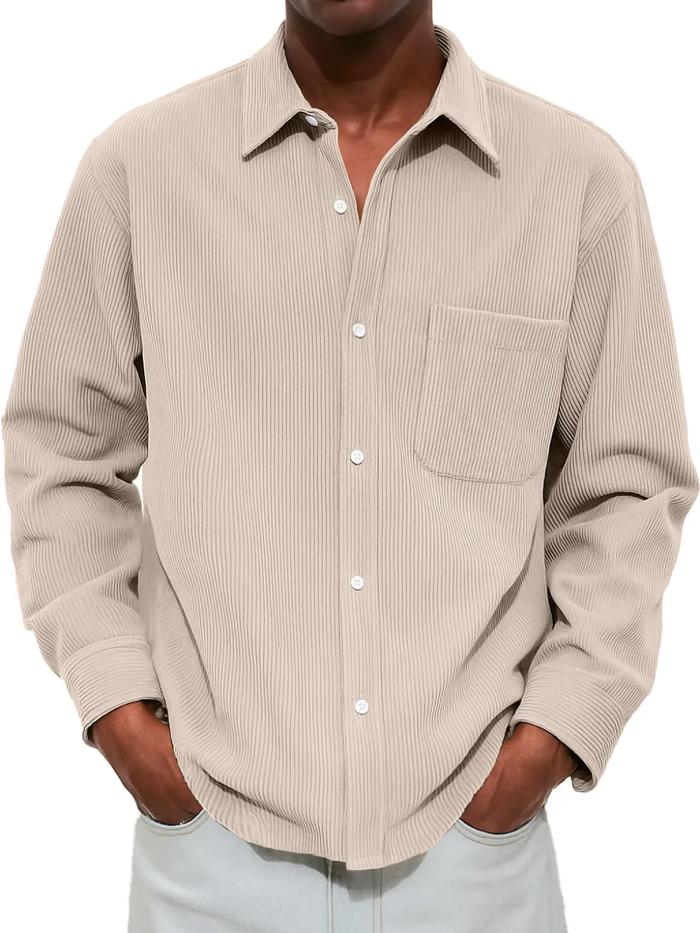 Comfort Fit Ribbed Knit Pocket Shirt