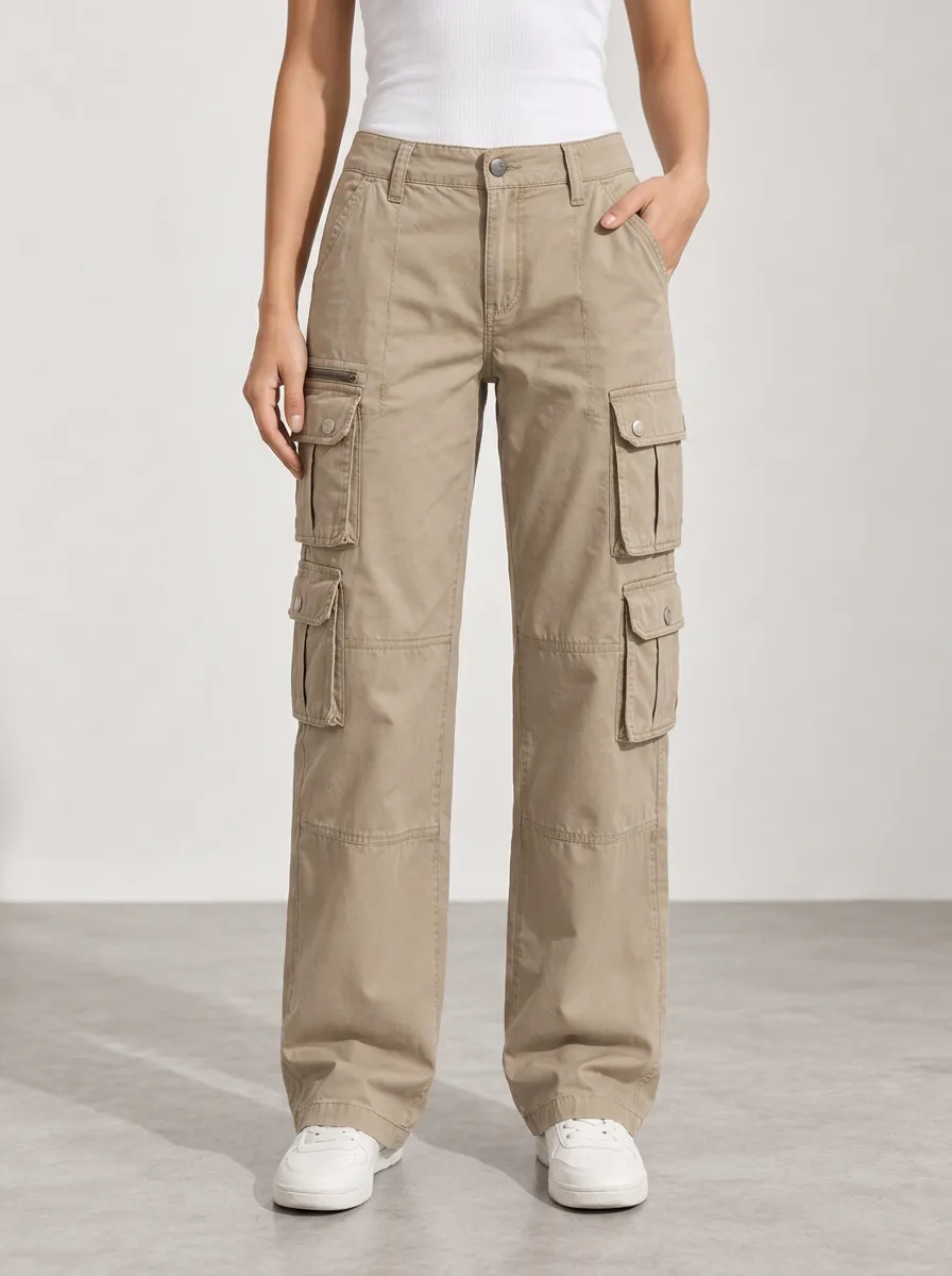 Women's Cargo Practical Carry Straight Multi-Pocket Pants