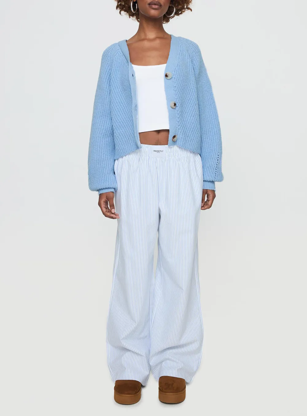 V-neck Cardigan Pale Blue