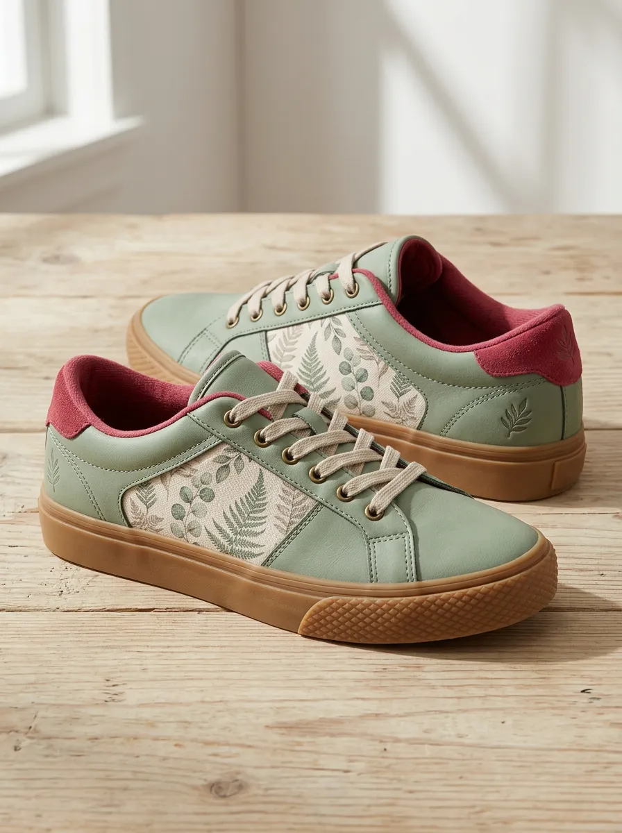 Women's Botanical Fern Leaf Everyday Skate Shoes