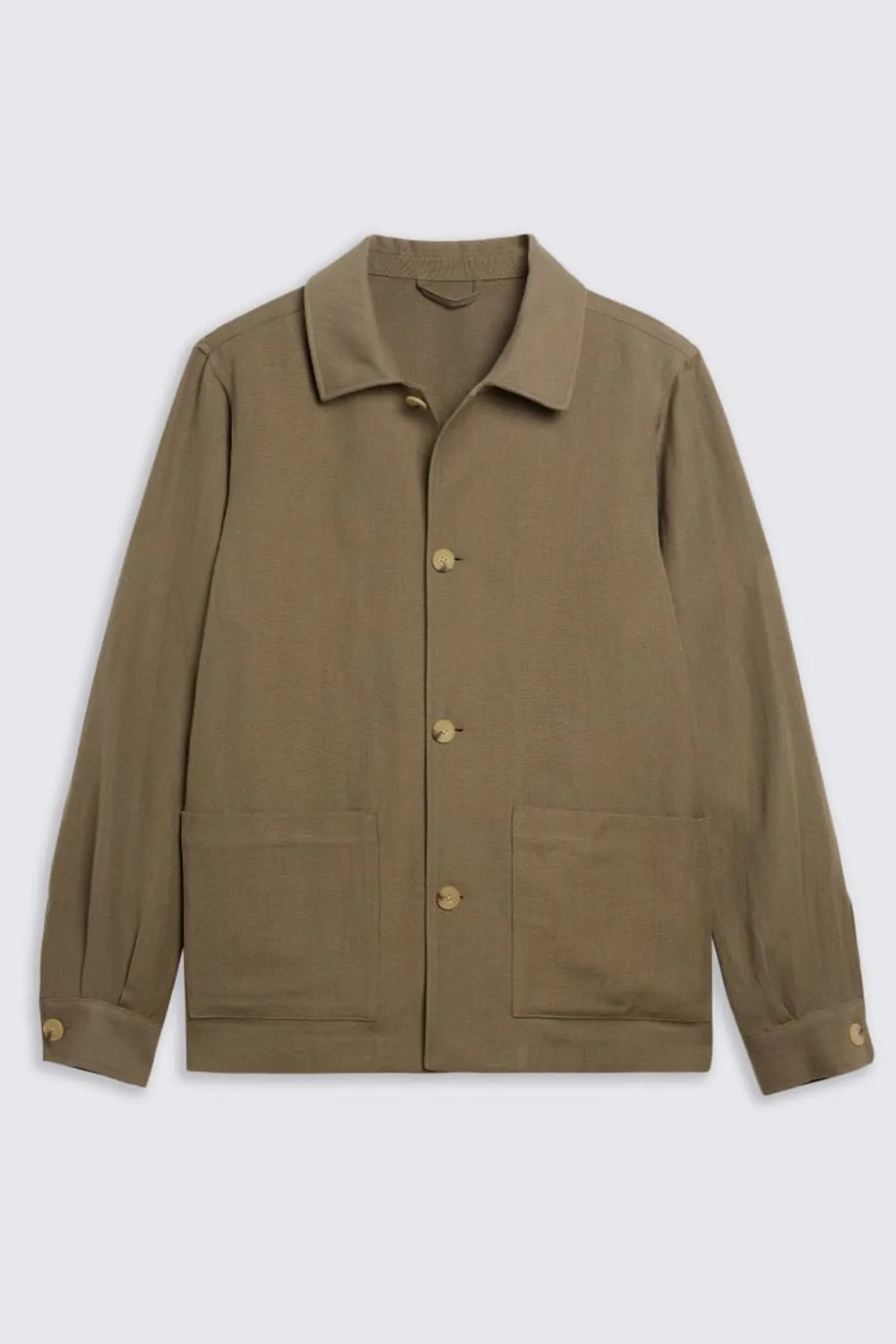 Wool And Linen Blended Men's Shirt Jacket  Khaki