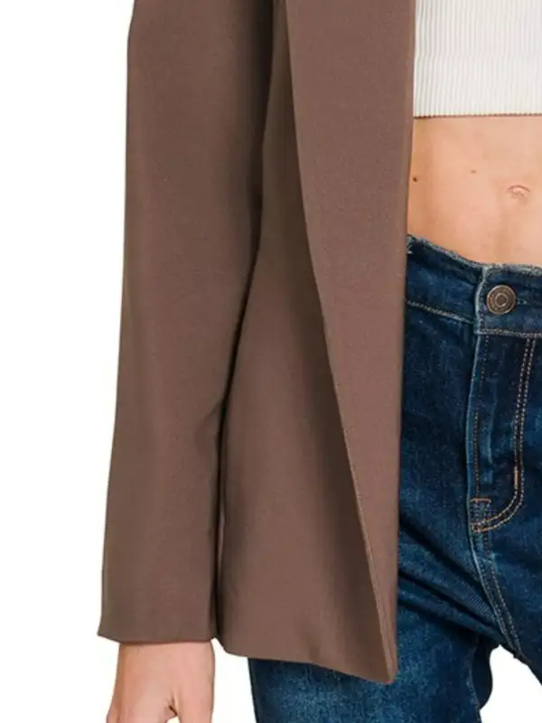 Classic Long Sleeve Open Front Tailored Blazer