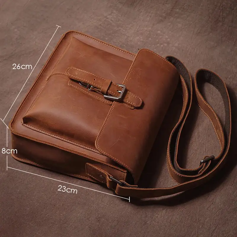 Vintage Genuine Leather Satchel Bag – Unisex Structured Work & Travel Bag