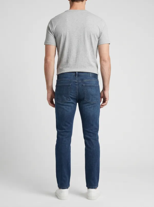 Men's Casual Daily Wear Dark Blue Washed Stretch Jeans