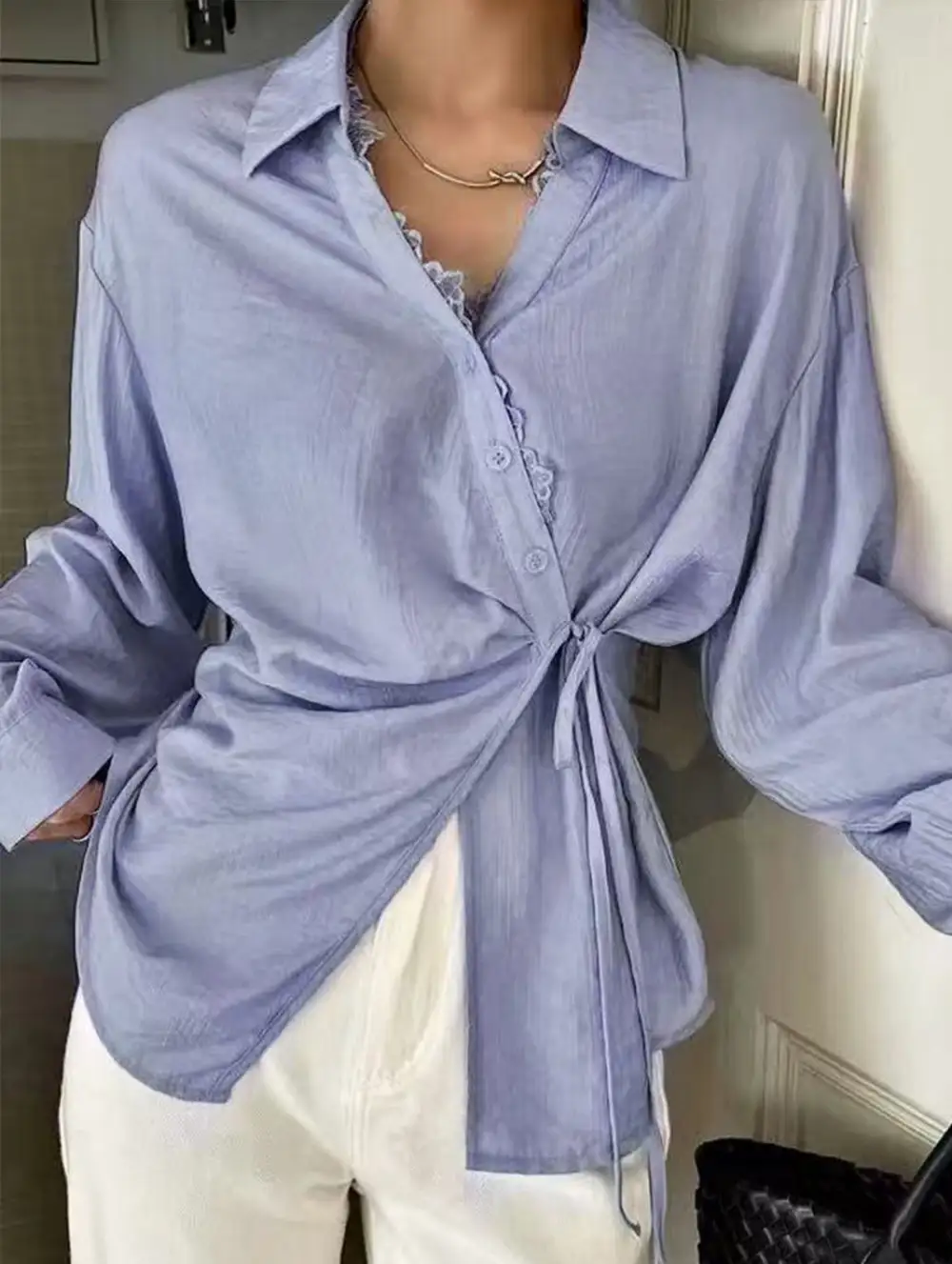 Tie Waist Long Sleeve Shirt