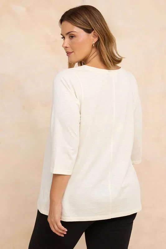 Ivory White V-Neck Cotton Top detail 2