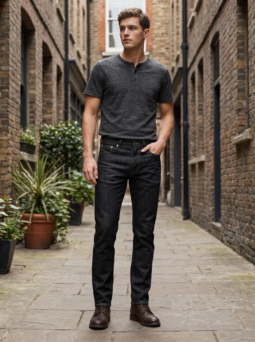 Men's Slim Fit Jeans with Denim Detail