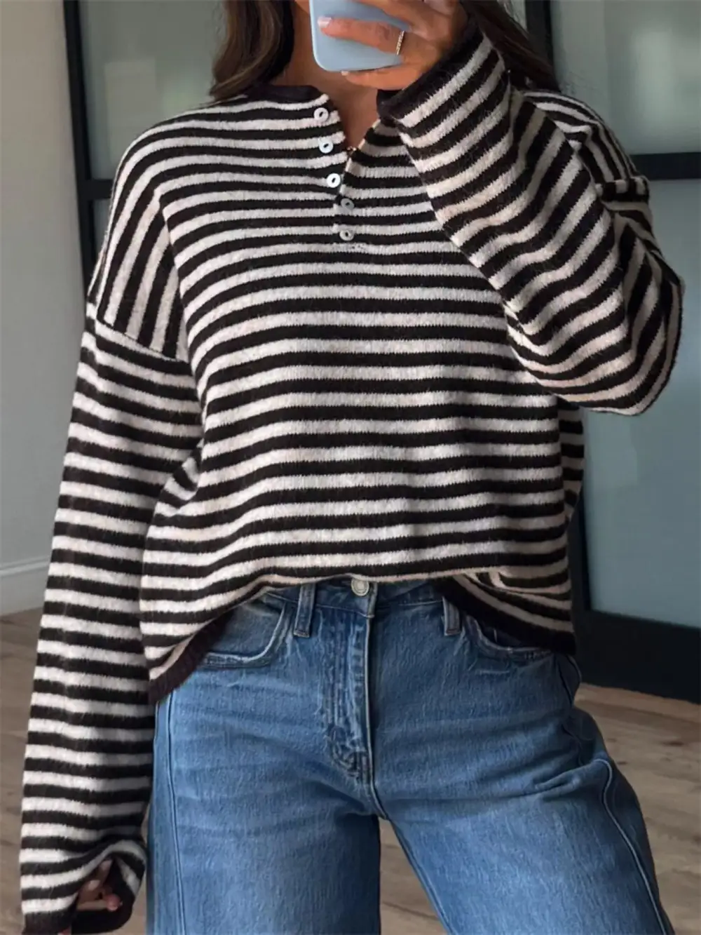 Modern Drop Shoulder Striped Sweater