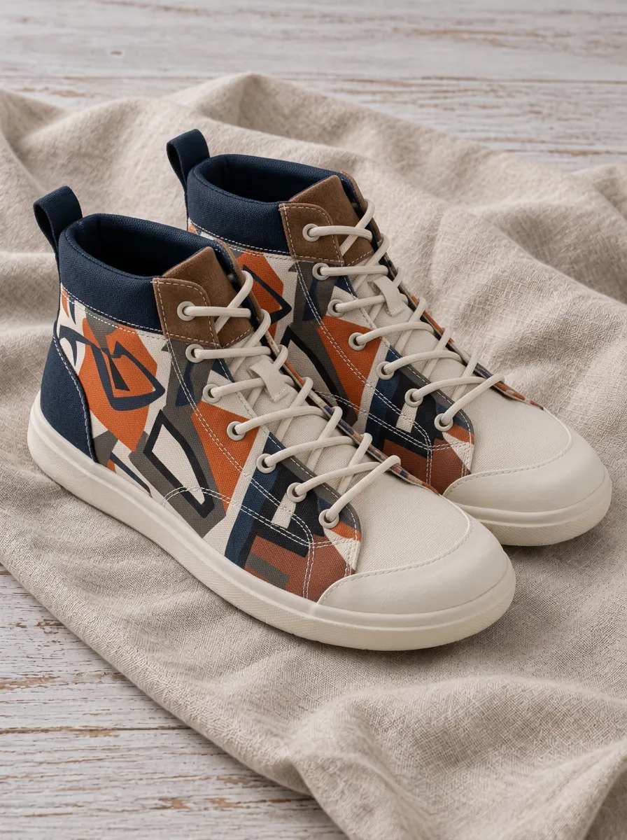 Men's Classic Geometric Abstract Pattern Patterned Canvas Shoes