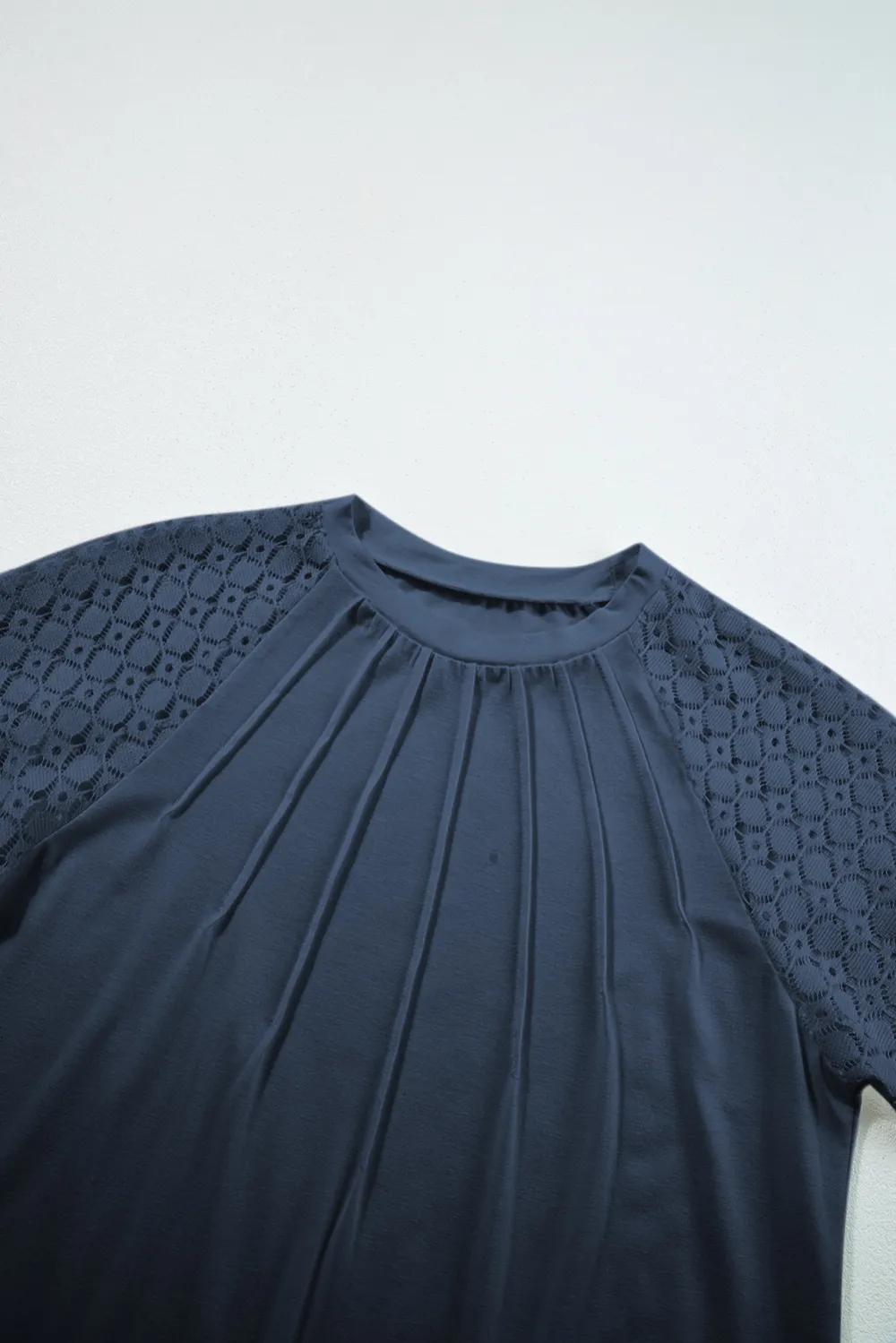 Navy Blue Seamed Detail Contrast Tee
