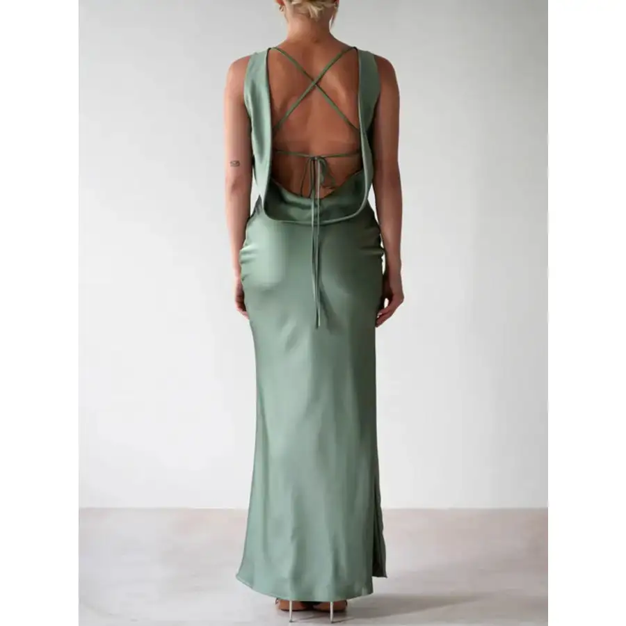 Satin Sleeveless Maxi Dress