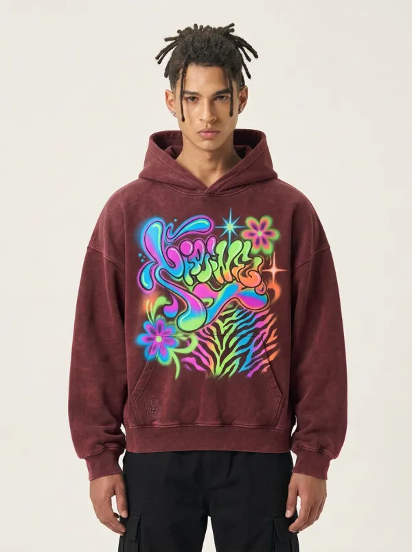 Unisex Y2K Graffiti Floral Zebra Graphic Hoodie