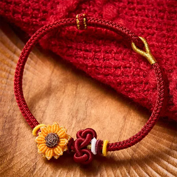 Hand Woven String Sunflower Bracelet