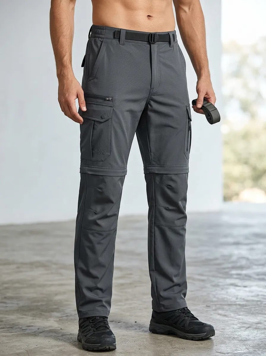 Men's Outback Travel Multi-Pocket Waterproof Zip-Off Tactical Cargo Pants