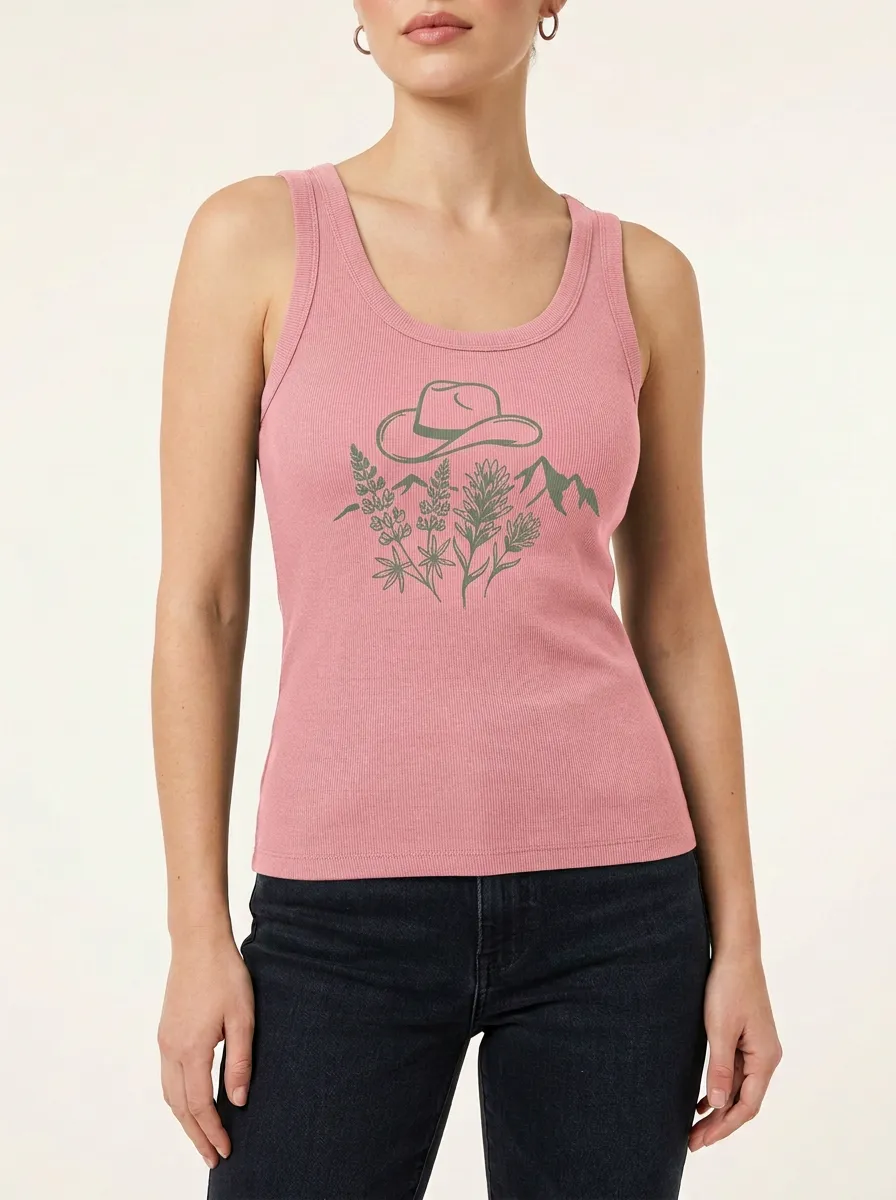 Mountain Wildflower Built-In Bra Tank Top