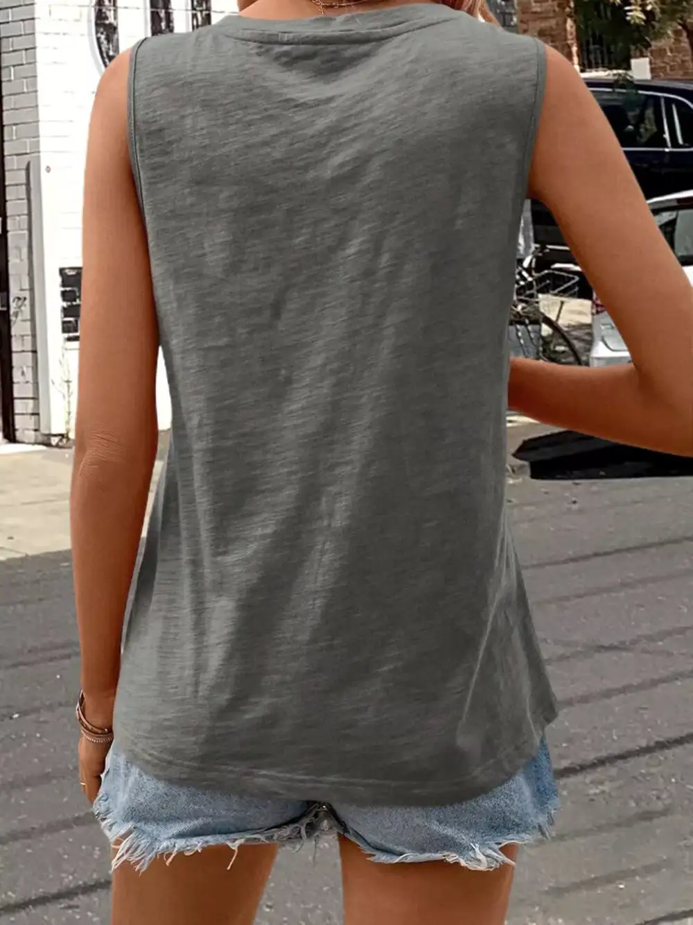 Casual V Neck Pocket Tank