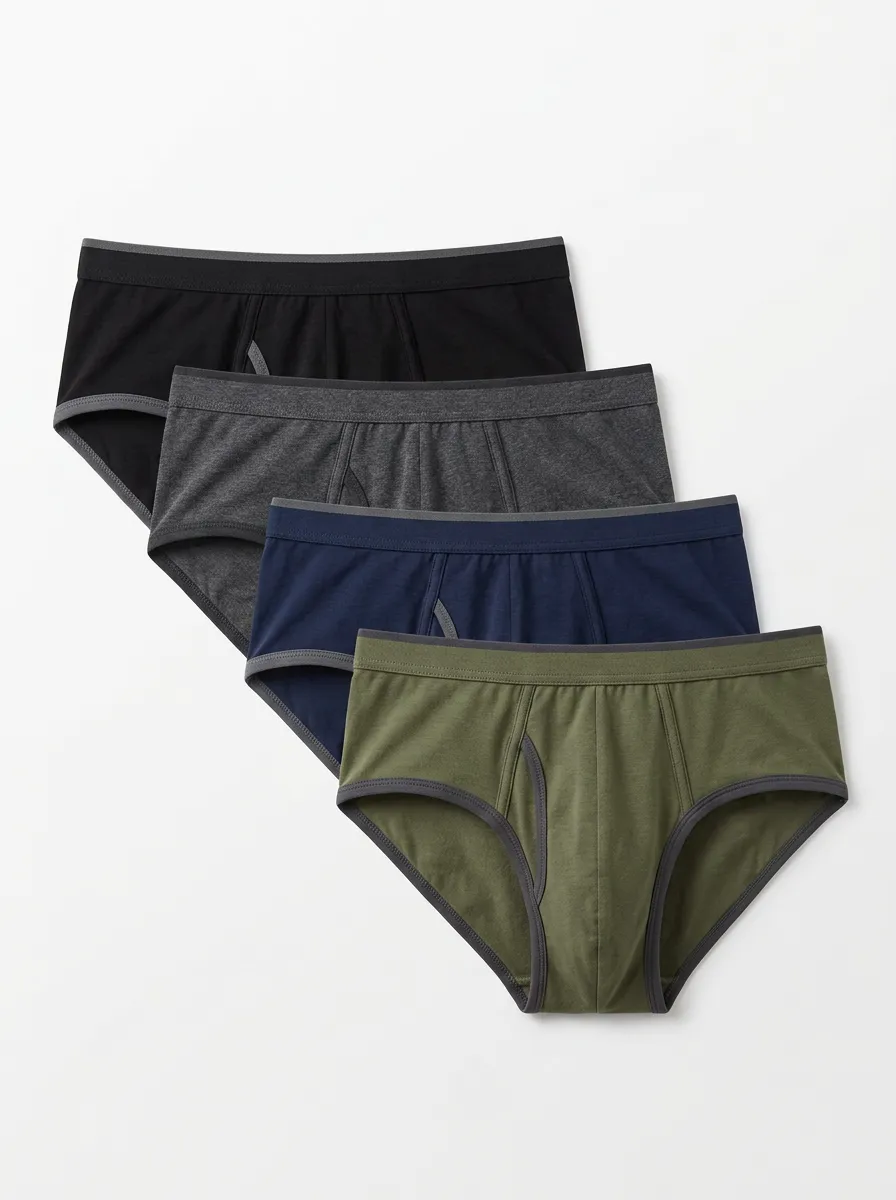 Men's 4-Pack Contrast-Piping Full-Coverage Briefs