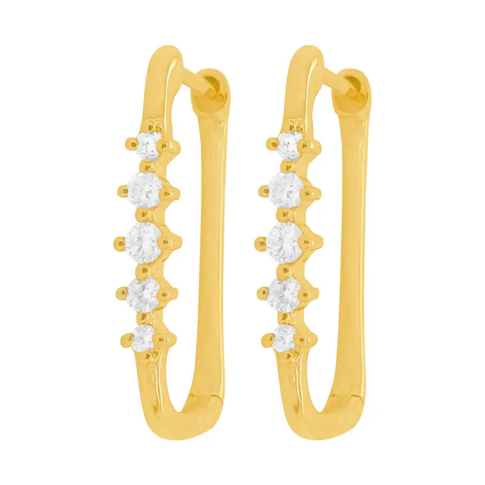 Refined Classic Gem Detail Huggie Earrings
