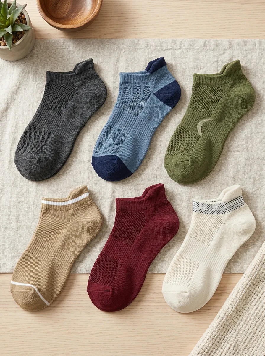 Men's Casual Athletic Mesh Breathable Multi-Color Ankle Socks