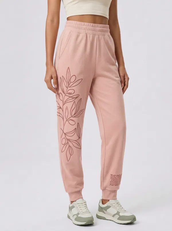 Women's Olive Branch Botanical Line Art Graphic Joggers
