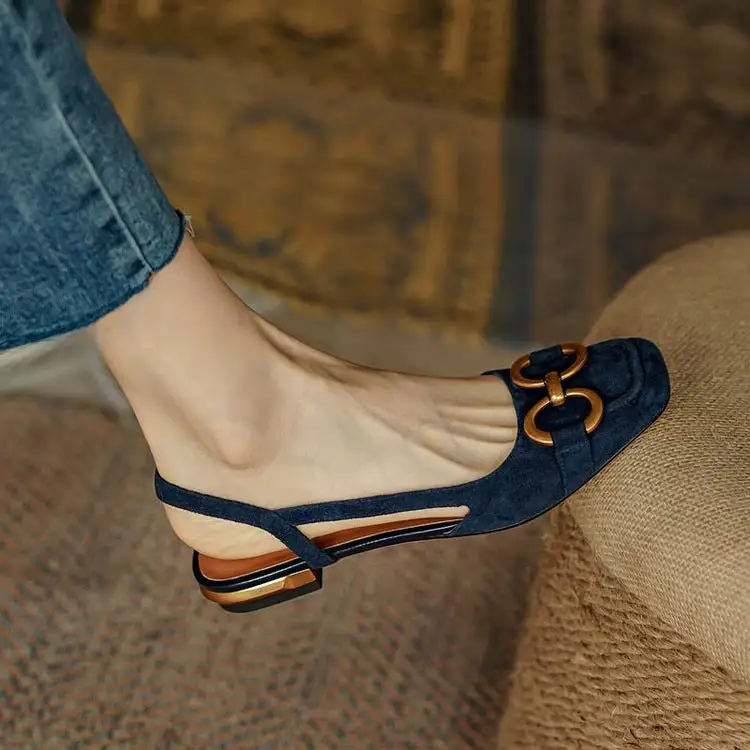 Polished Buckle Strap Sandals